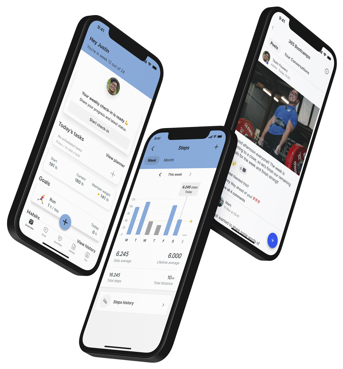 A mockup of the coaching app showcasing the features.